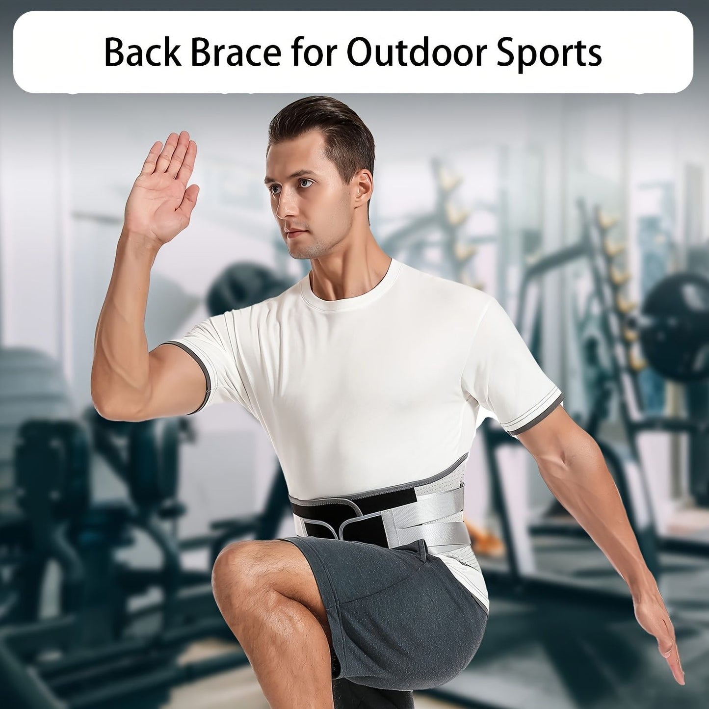 Black lumbar support belt, back pain relief, adjustable back brace, posture corrector, fitness support belt, V1102-141-BLA-11513