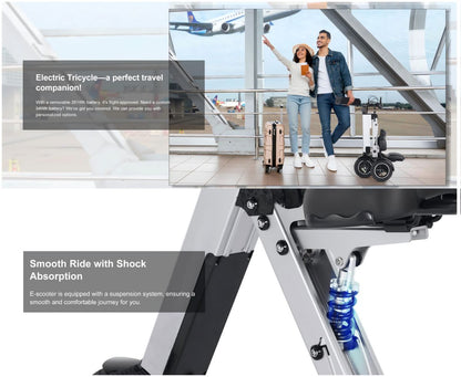 Foldable Electric Tricycle Lightweight Electric Scooter Home Electric Mobility - Silver - Size 36V8A250W