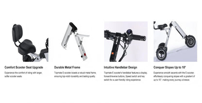 Foldable Electric Tricycle Lightweight Electric Scooter Home Electric Mobility - Silver - Size 36V8A250W