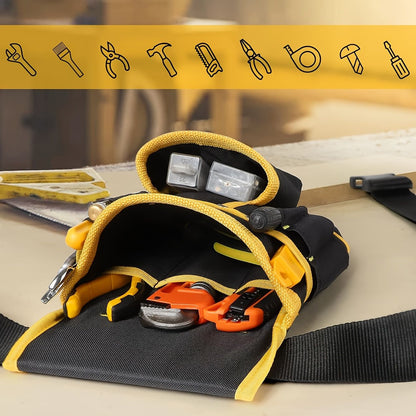 Black Yellow tool belt, industrial tools, work safety equipment, multiple pockets, durable tool belt, V1102-144-BLA-27627