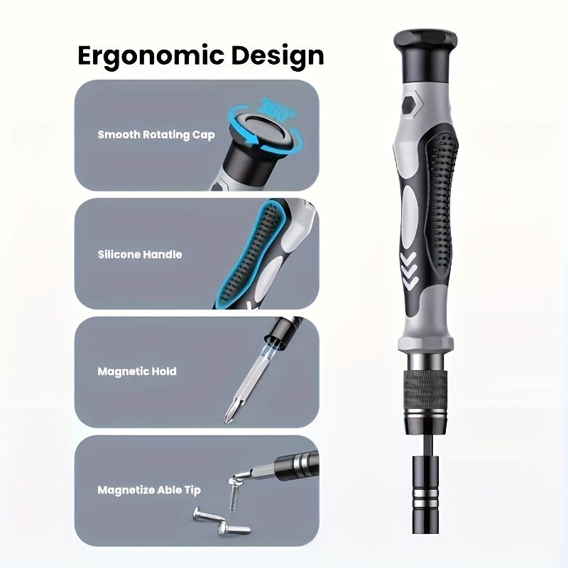 Black precision screwdriver set, drill bit set, DIY tools, professional tools, high-quality tools, V1102-145-BLA-30313