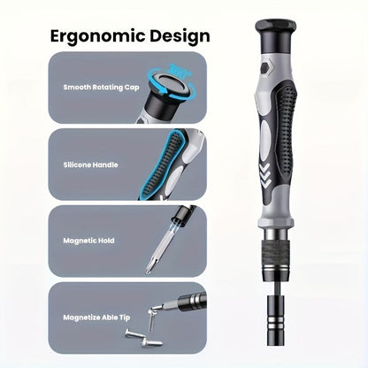 Black precision screwdriver set, drill bit set, DIY tools, professional tools, high-quality tools, V1102-145-BLA-30313