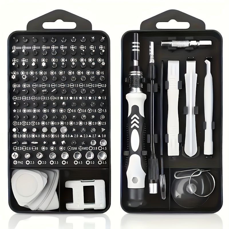 Black precision screwdriver set, drill bit set, DIY tools, professional tools, high-quality tools, V1102-145-BLA-30313