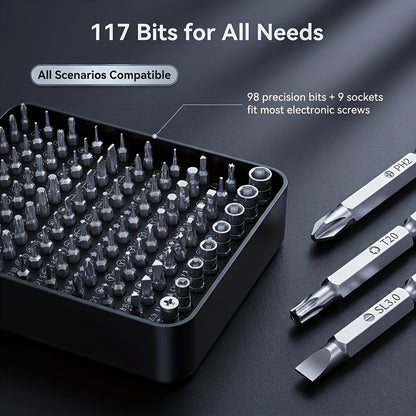 Black precision screwdriver set, drill bit set, DIY tools, professional tools, high-quality tools, V1102-145-BLA-30313