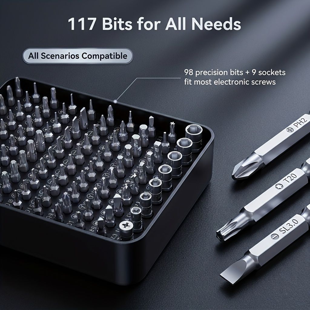 Black precision screwdriver set, drill bit set, DIY tools, professional tools, high-quality tools, V1102-145-BLA-30313