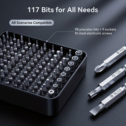 Black precision screwdriver set, drill bit set, DIY tools, professional tools, high-quality tools, V1102-145-BLA-30313