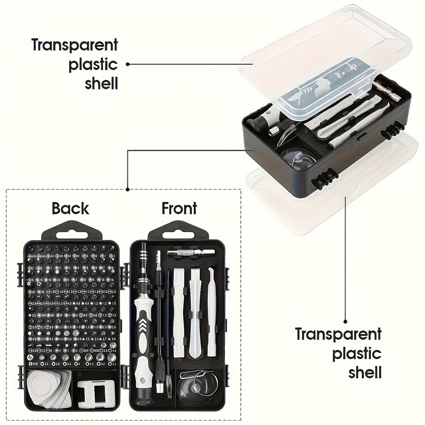 Black precision screwdriver set, drill bit set, DIY tools, professional tools, high-quality tools, V1102-145-BLA-30313