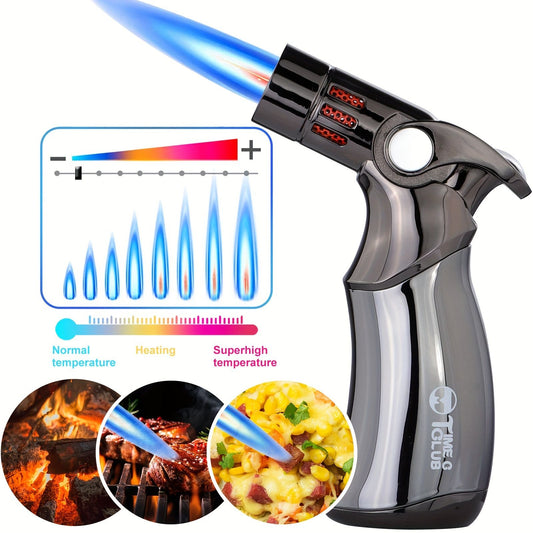 butane torch lighter, refillable torch lighter, air-permeable mesh lighter, mirror finish lighter, V1102-145-BLA-33420