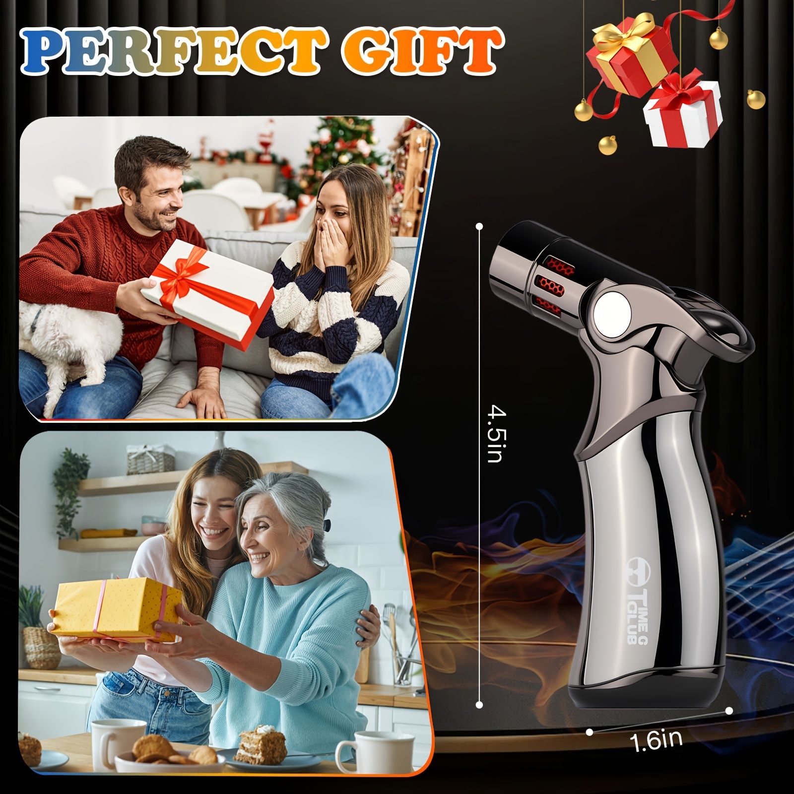 butane torch lighter, refillable torch lighter, air-permeable mesh lighter, mirror finish lighter, V1102-145-BLA-33420