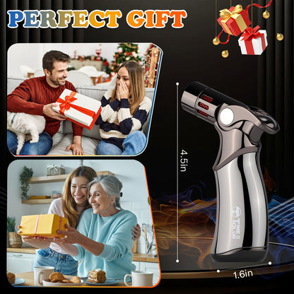butane torch lighter, refillable torch lighter, air-permeable mesh lighter, mirror finish lighter, V1102-145-BLA-33420