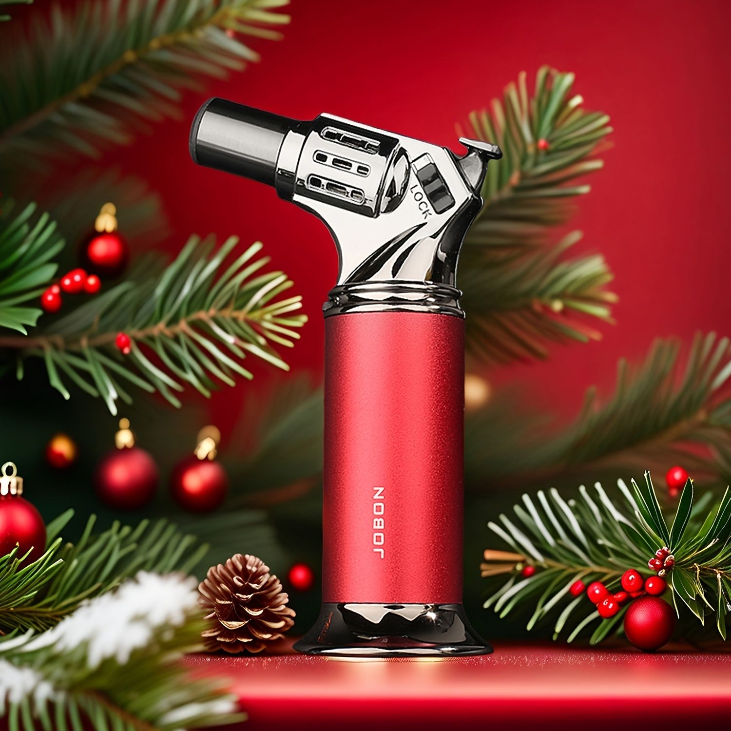 Red Jet Flame Torch Lighter, Wind-resistant Lighter, Refillable Butane Lighter, Electrician Soldering Tool, V1102-145-SIL-93714