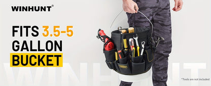 Black bucket tool organizer, tool storage, heavy duty tool organizer, multiple tool pockets, DIY tool V1102-148-SIL-80786
