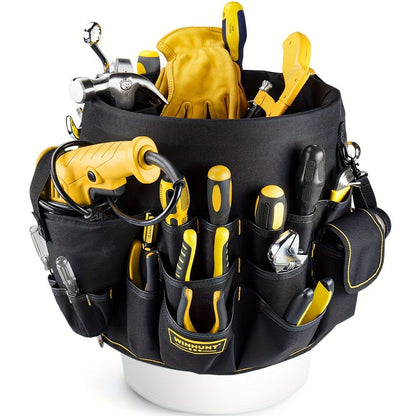 Black bucket tool organizer, tool storage, heavy duty tool organizer, multiple tool pockets, DIY tool V1102-148-SIL-80786
