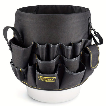 Black bucket tool organizer, tool storage, heavy duty tool organizer, multiple tool pockets, DIY tool V1102-148-SIL-80786
