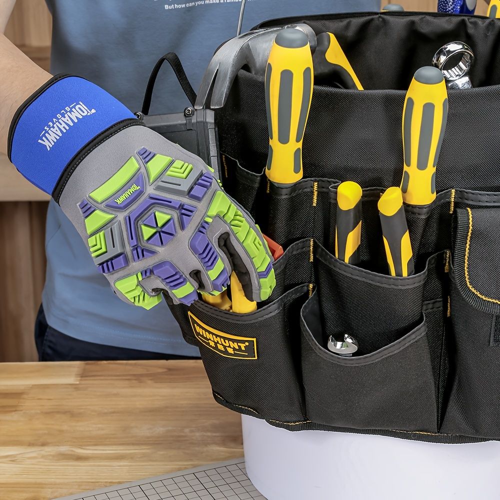 Black bucket tool organizer, tool storage, heavy duty tool organizer, multiple tool pockets, DIY tool V1102-148-SIL-80786