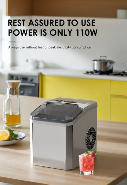 mini ice maker, household ice maker, portable ice maker, desktop ice maker, automatic ice maker, smart ice maker, bullet ice maker, dormitory ice maker, Australia, summer, small appliance, countertop ice machine - Silver - Size Australian Standard