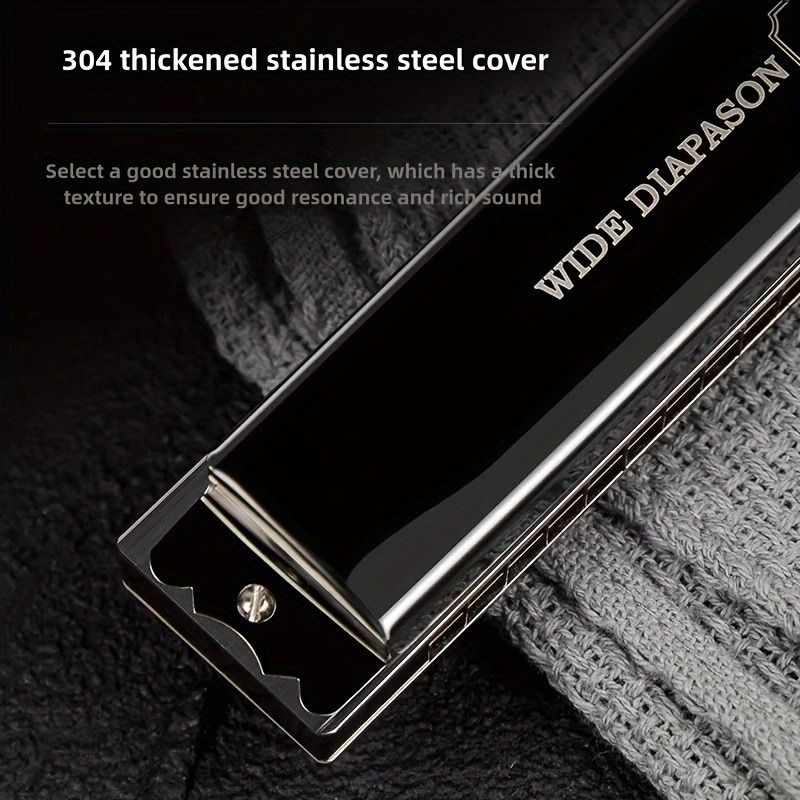 Black 28-hole harmonica, double-row harmonica, professional harmonica, diatonic harmonica, music accessory, V1102-778-BLA-28573