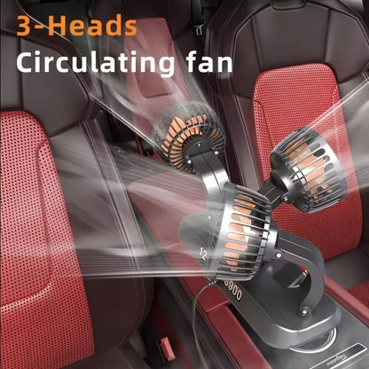 3-Head Car Circulating Fan with Multi-Directional Airflow V1102-800-BLA-11523
