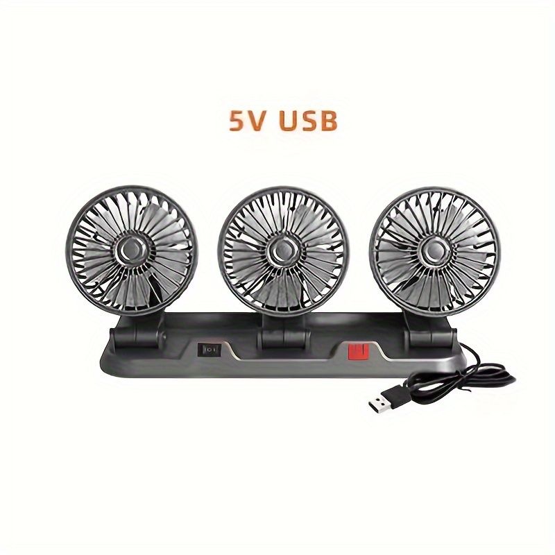 3-Head Car Circulating Fan with Multi-Directional Airflow V1102-800-BLA-11523