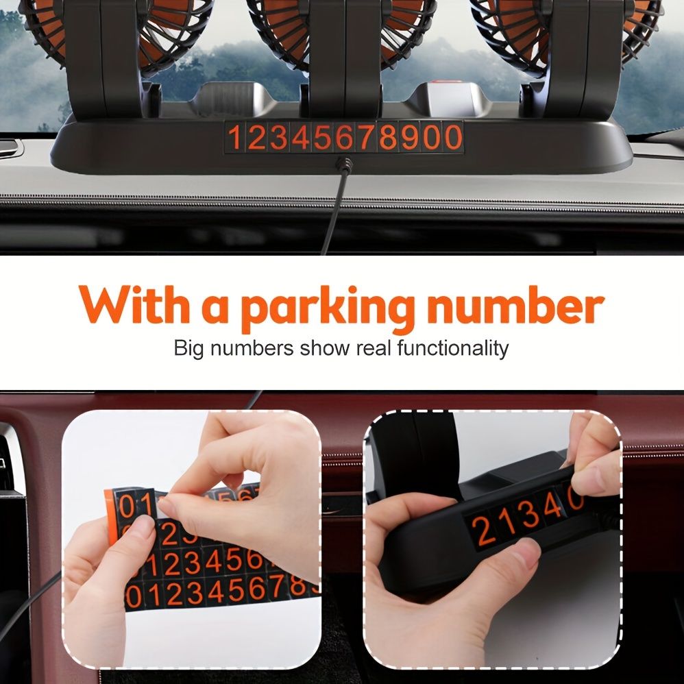 3-Head Car Circulating Fan with Multi-Directional Airflow V1102-800-BLA-11523