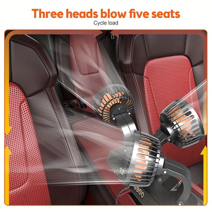 3-Head Car Circulating Fan with Multi-Directional Airflow V1102-800-BLA-11523