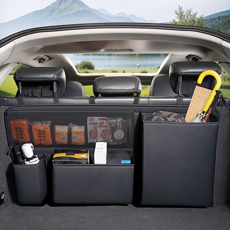 car trunk organizer, car storage, car accessories, high quality organizer, multiple compartments, trunk V1102-805-BLA-29863