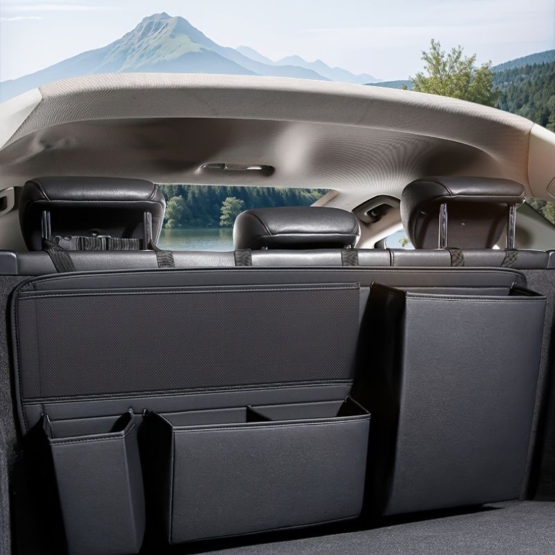car trunk organizer, car storage, car accessories, high quality organizer, multiple compartments, trunk V1102-805-BLA-29863