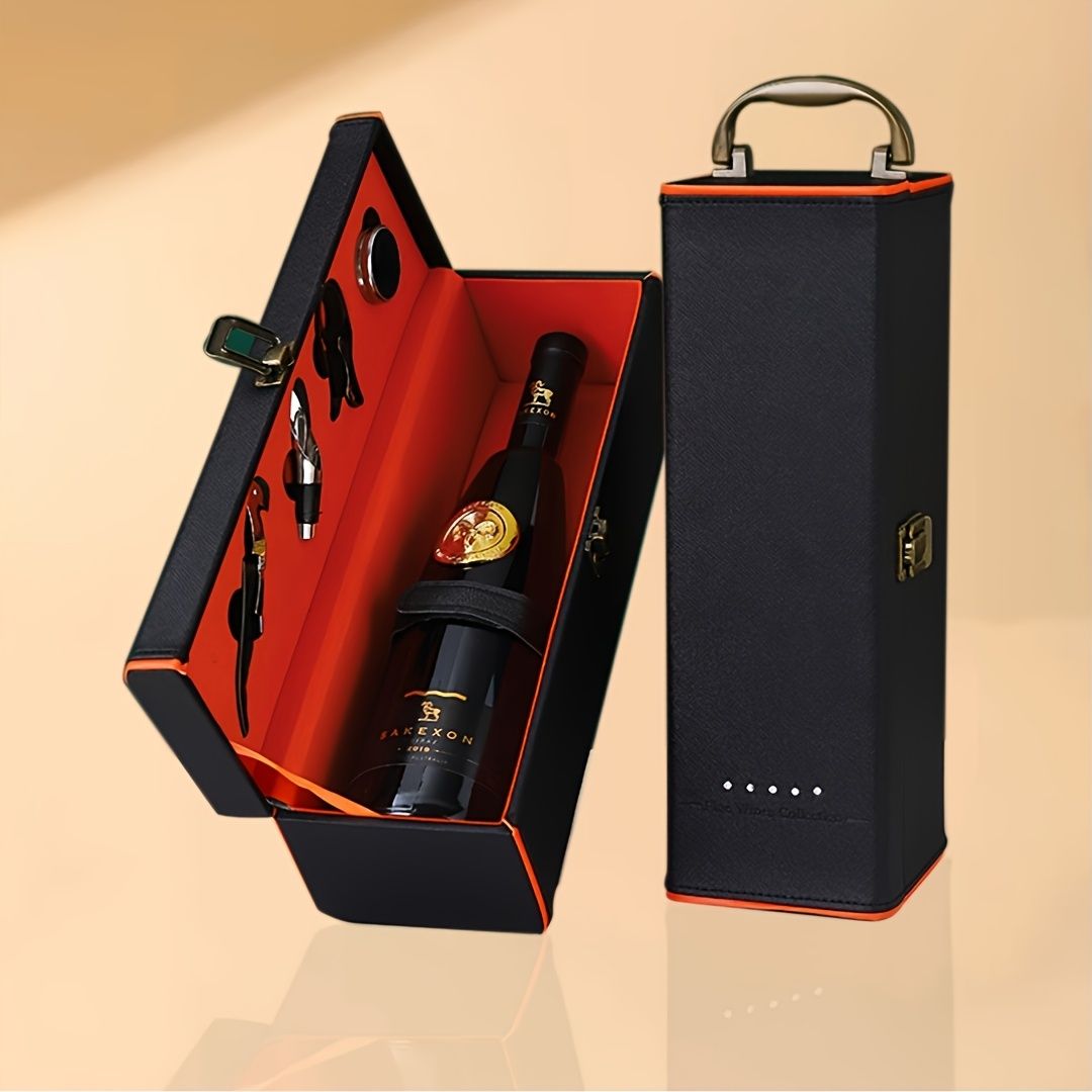 Black wine gift set, wine accessories, wine carry case, Australian wine lover gift, essential wine tools, V1102-970-55653
