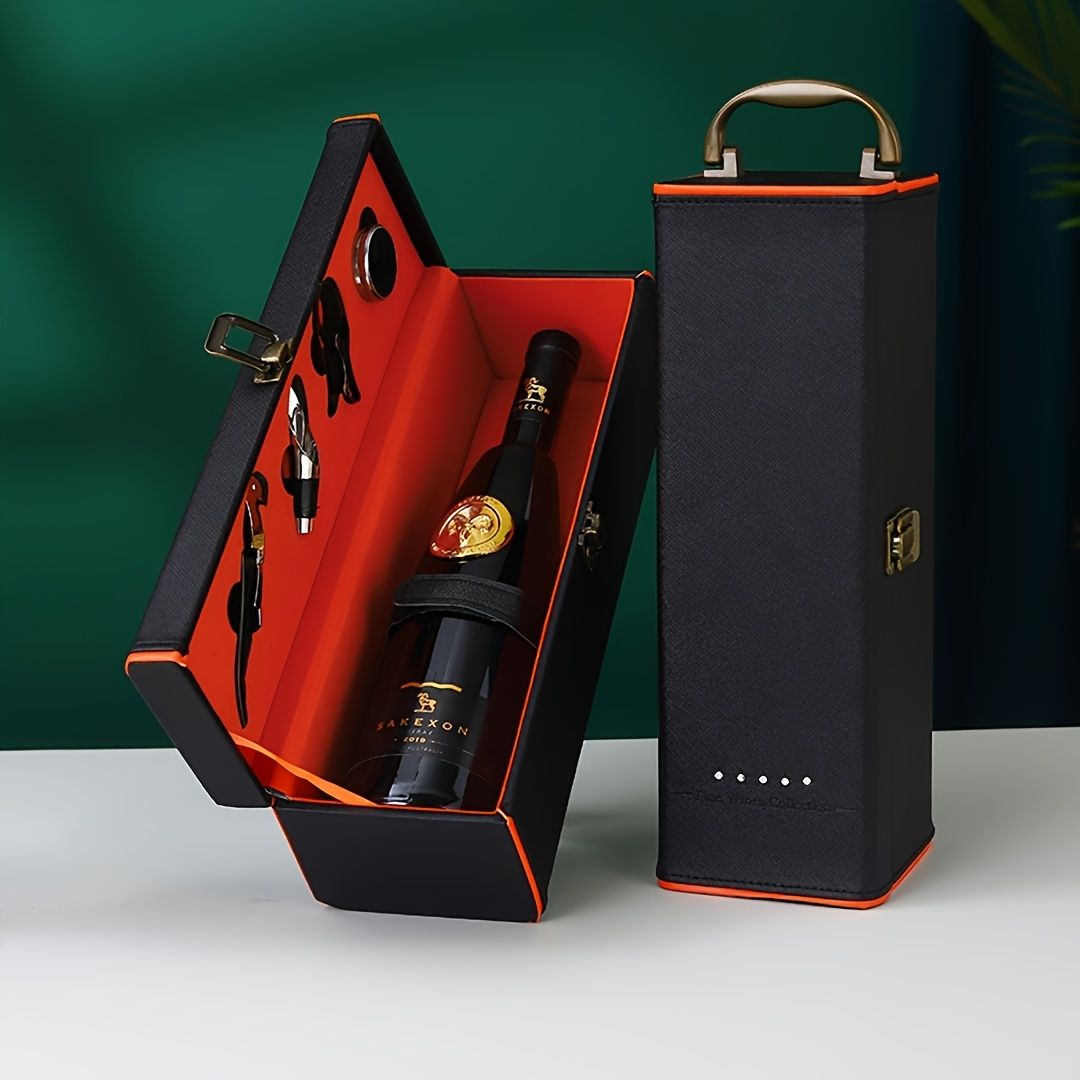 Black wine gift set, wine accessories, wine carry case, Australian wine lover gift, essential wine tools, V1102-970-55653