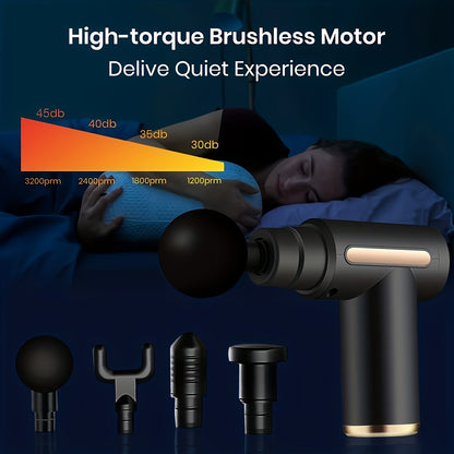 Black**Portable Deep Tissue Massager | 6-Speed & 4 Heads & 15-Min Timer|Professional Muscle Recovery, Anytime V1102-AMY001
