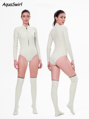 2MM jellyfish suit diving wet clothes jellyfish suit snorkeling swimsuit super elastic skin-friendly 2-piece V1102-AQ-012WHITE-M