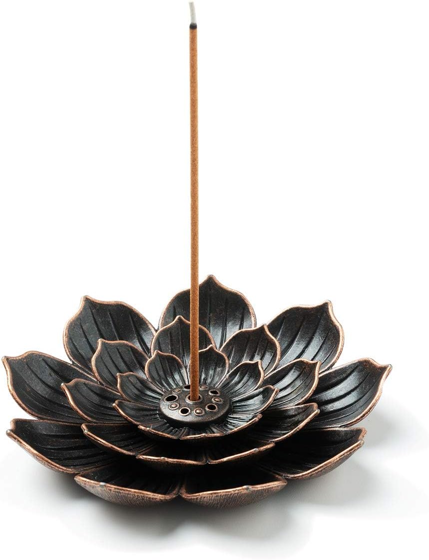 Incense Burner, Incense Holder for Sticks, Brass Lotus Incense Stick Holder and Detachable Ash Catcher V1102-B08F3N436X
