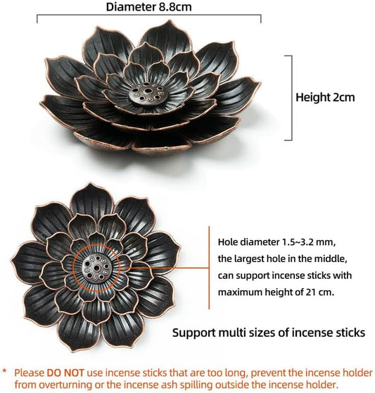 Incense Burner, Incense Holder for Sticks, Brass Lotus Incense Stick Holder and Detachable Ash Catcher V1102-B08F3N436X