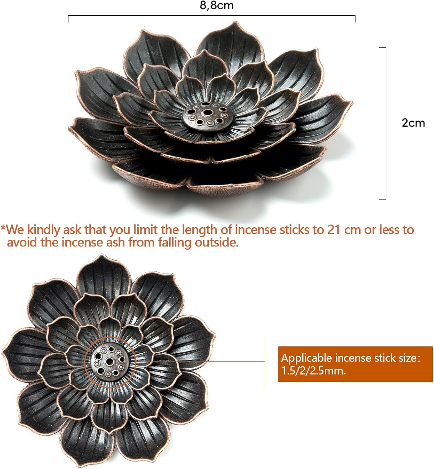 2 Pack Incense Burner, Incense Holder for Sticks, Brass Lotus Incense Stick Holder V1102-B08F3N4H94