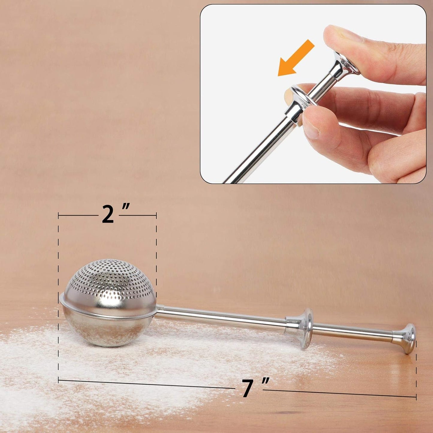 Flour Duster, One-Hand Operation, 304 Stainless Steel Powder Sugar Bowl Dusting Duster, Dusting Flour Sieve V1102-B08GPLXCKZ