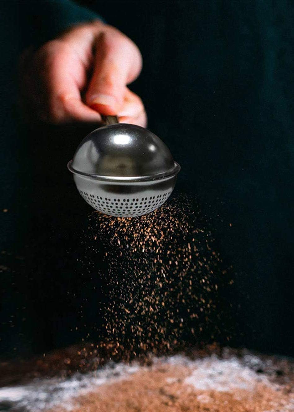 Flour Duster, One-Hand Operation, 304 Stainless Steel Powder Sugar Bowl Dusting Duster, Dusting Flour Sieve V1102-B08GPLXCKZ