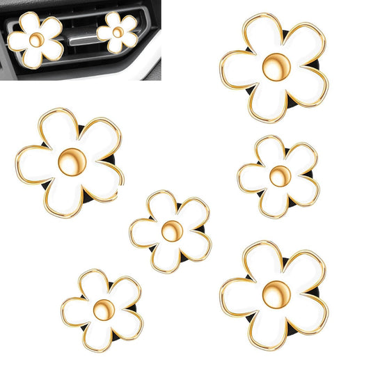6 PCS Car Air Vent Clips White Daisy Flower Car Air Freshener Clip Air Conditioning Outlet Clip for Car V1102-B0CW63P7BS