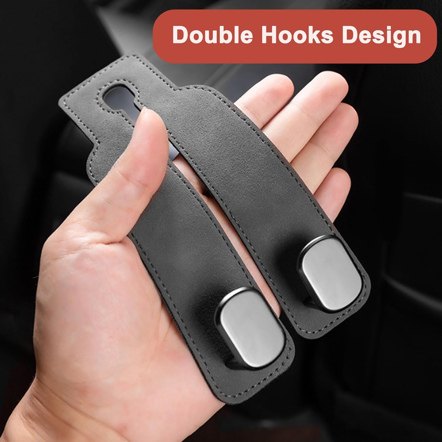 Car Headrest Hook, Car Hook for Wallet & Bag, Car Wallet Hook (Grey - Pack of 2) V1102-B0CX1C2CHY