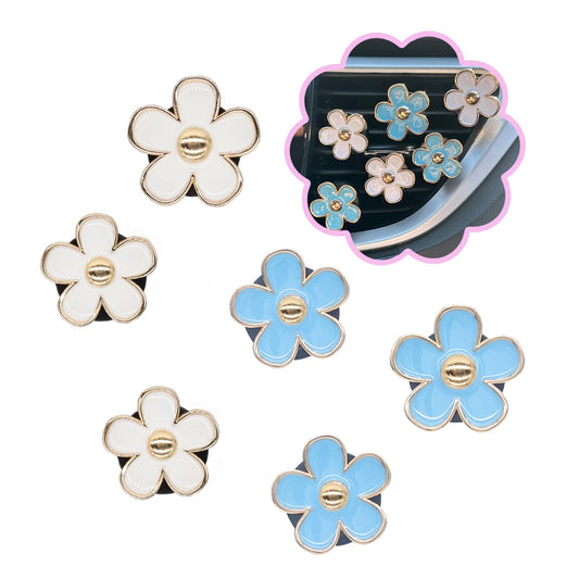6pcs Flowers Car Air Freshener Vent Clips Blue White Daisy Flowers Air Vent Clip Car Accessories for Women V1102-B0D47K6L84