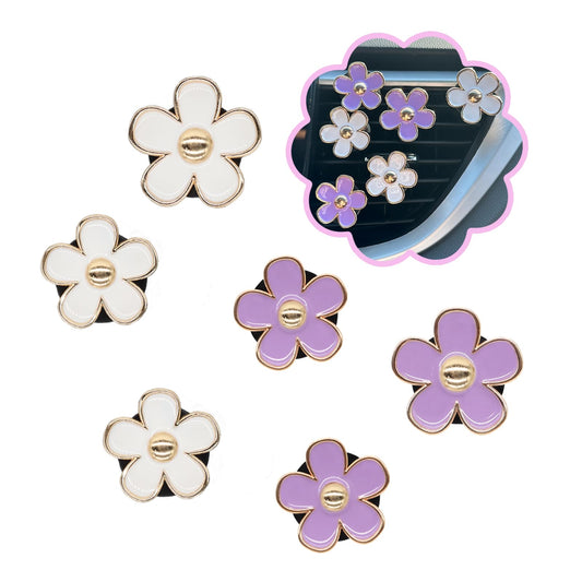 6pcs Flowers Car Air Freshener Vent Clips Purple White Daisy Air Vent Clip Car Accessories for Women V1102-B0D47L9R9K