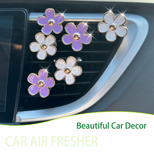 6pcs Flowers Car Air Freshener Vent Clips Purple White Daisy Air Vent Clip Car Accessories for Women V1102-B0D47L9R9K