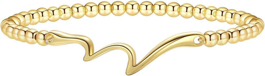 Women's Gold Bracelet 14K Gold Plated Beaded Bracelet Gold Stretch Beaded Bracelet Handmade Ball Bracelet V1102-B0D5TVR491