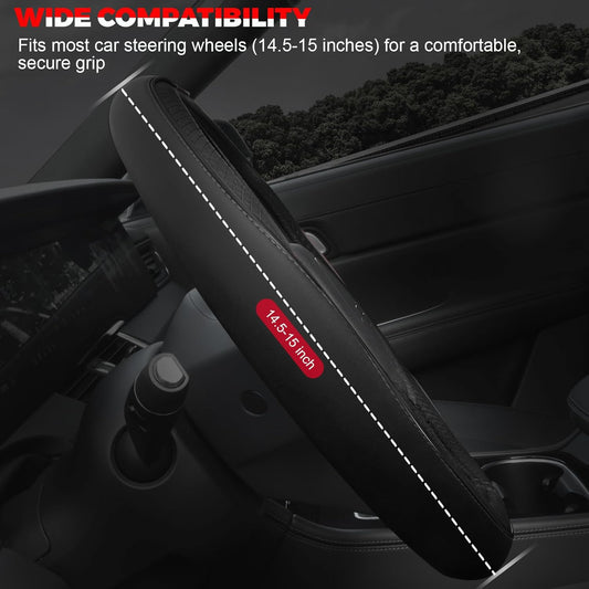 Car Steering Wheel Cover, Microfiber Leather Steering Wheel Cover with Non-Slip Lining, Universal 14.5-15 V1102-B0DHRNXCX4