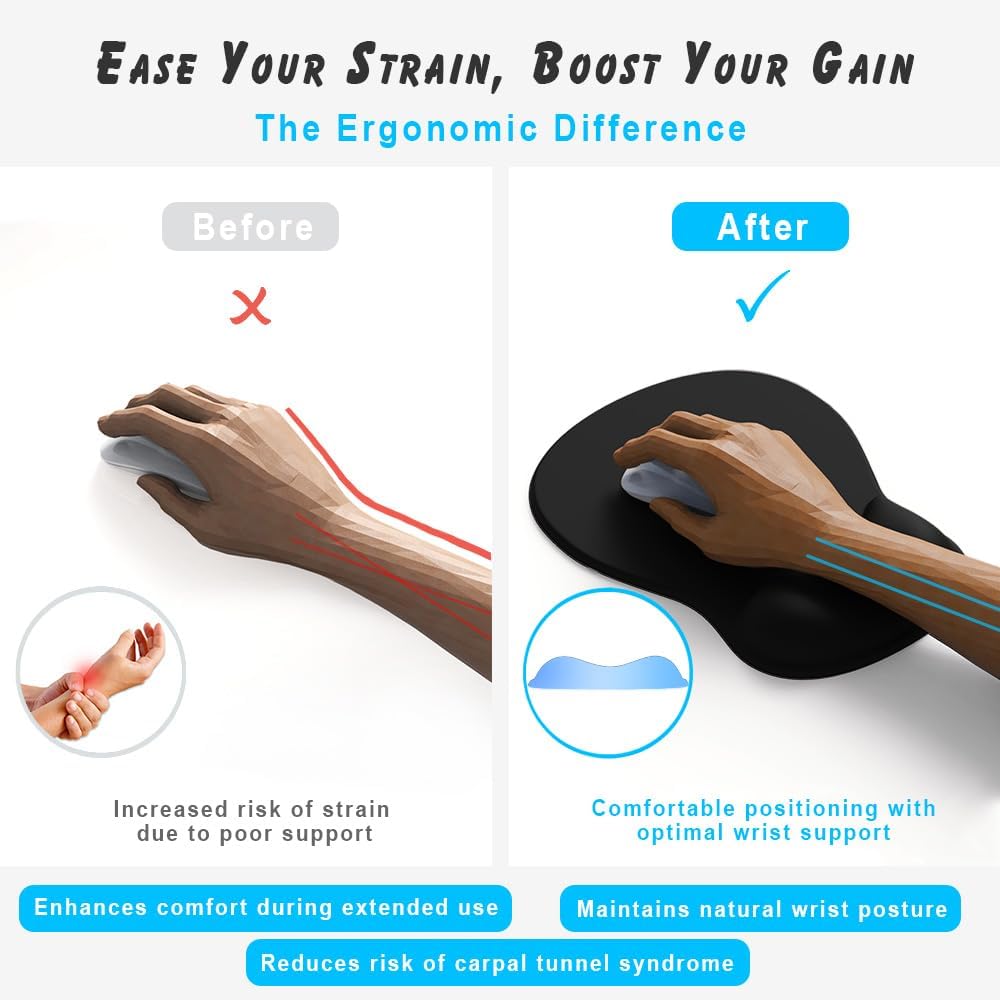 Gel Wrist Rest Mouse Pad - Ergonomic Office Mouse Pad with Wrist Support - Non-Slip Design Desktop Accessory V1102-B0DSVRJVG7