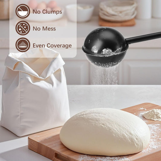 Flour Duster, One-Hand Operation, 304 Stainless Steel Powder Sugar Bowl Dusting Duster, Dusting Flour Sieve, V1102-B0F6LFJ6R5