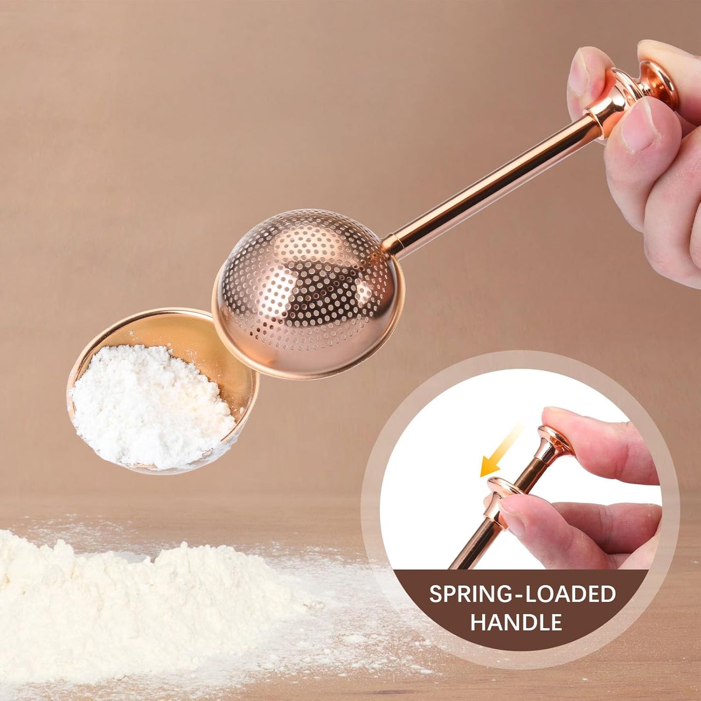 Flour Duster, One-Hand Operation, 304 Stainless Steel Powder Sugar Bowl Dusting Duster, Dusting Flour V1102-B0F6LLM811