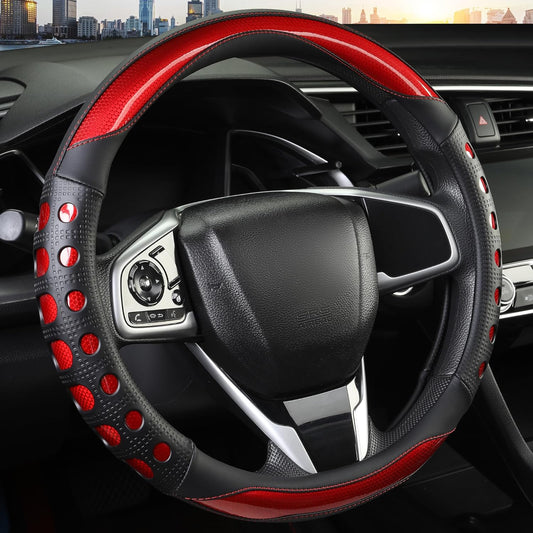 PU Leather Car Steering Wheel Cover with Non-Slip Grip, Suitable for Both Men and Women, Universal Fits V1102-B0FQWHGDTH