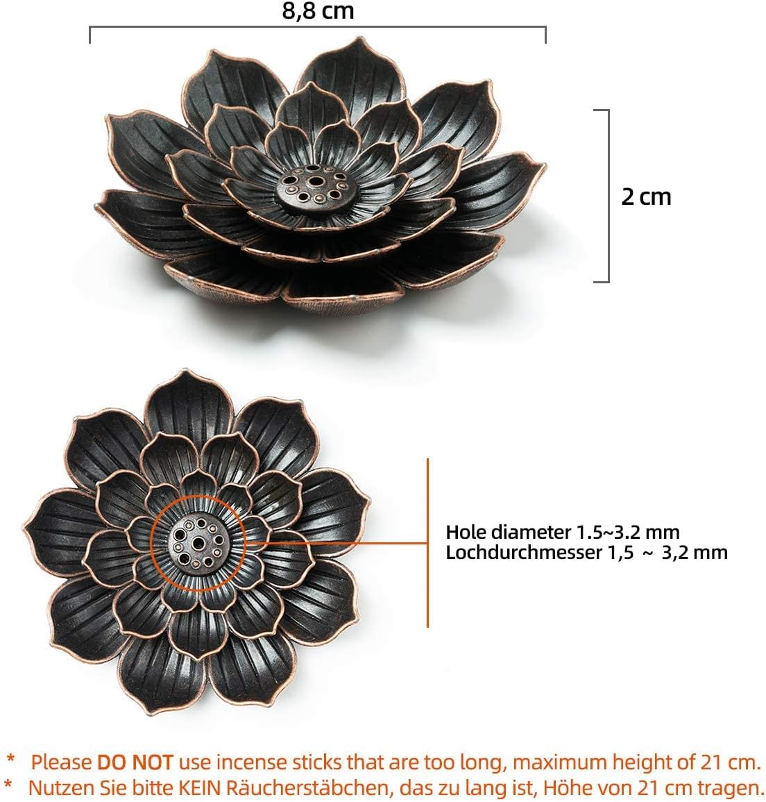 3 Pack Brass Lotus Incense Holder, Incense Sticks Burner, Incense Ash Catcher V1102-B0FSKR3JGT