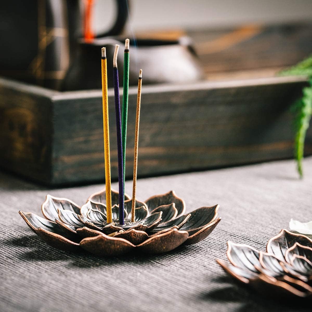 3 Pack Brass Lotus Incense Holder, Incense Sticks Burner, Incense Ash Catcher V1102-B0FSKR3JGT