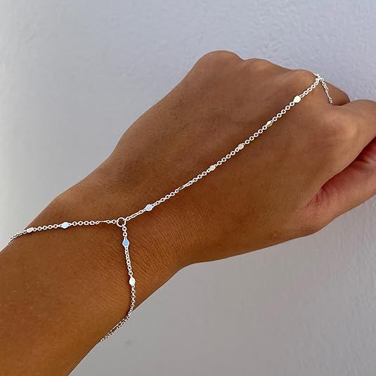 3PCS 14K Gold-Plated Hand Chain Bracelets for Women, Stack Bracelets Set Adjustable, Trendy Dainty Ring V1102-B0GG9LNLRW